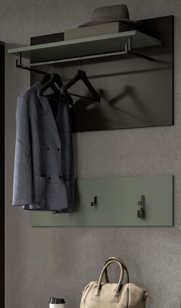Garderobenpaneel "Cooper" in Salbei grün und grau Set 2-teilig 80 cm