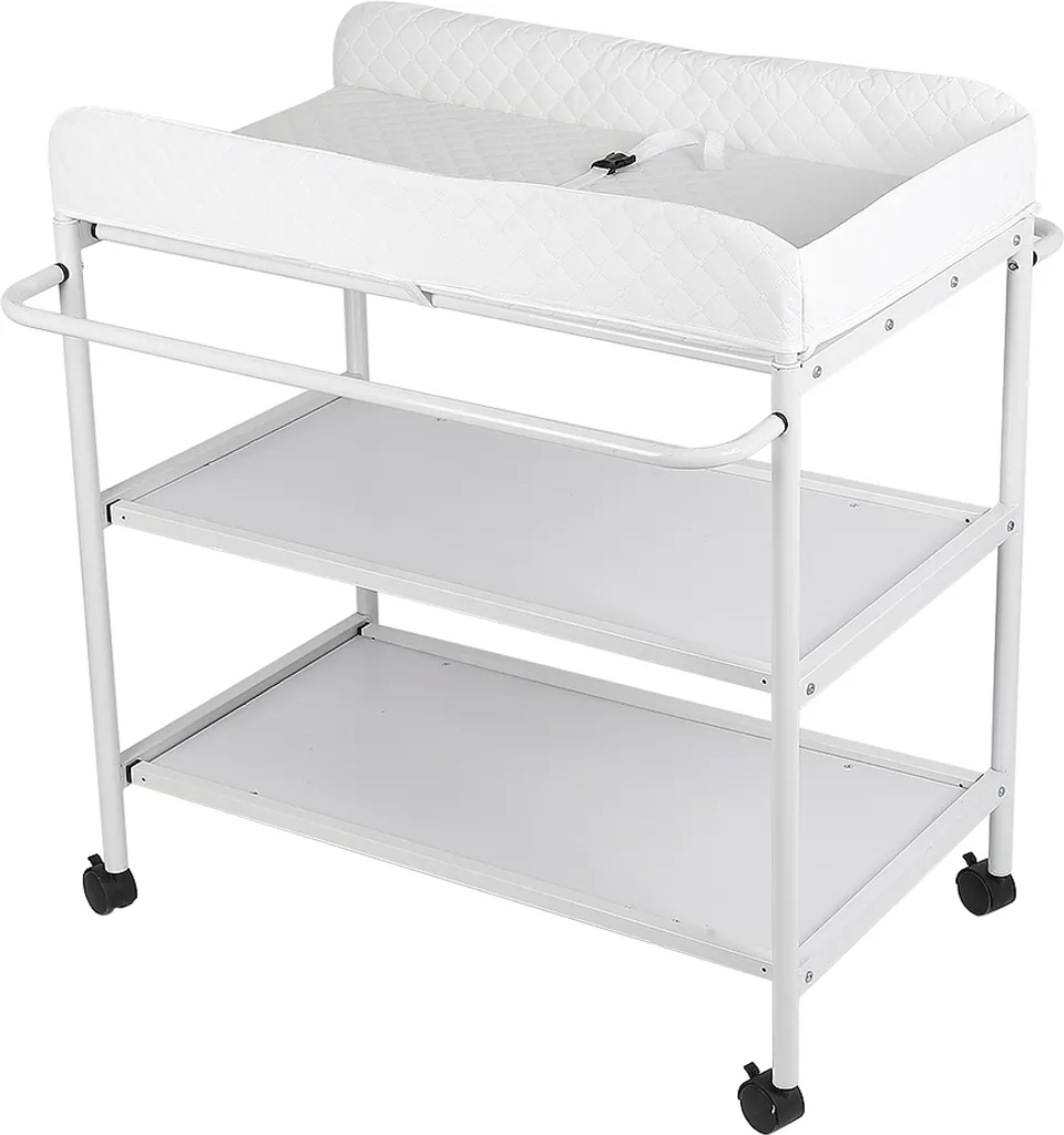 Table à langer mobile avec auge de soins et ceinture sécurité blanche - 3