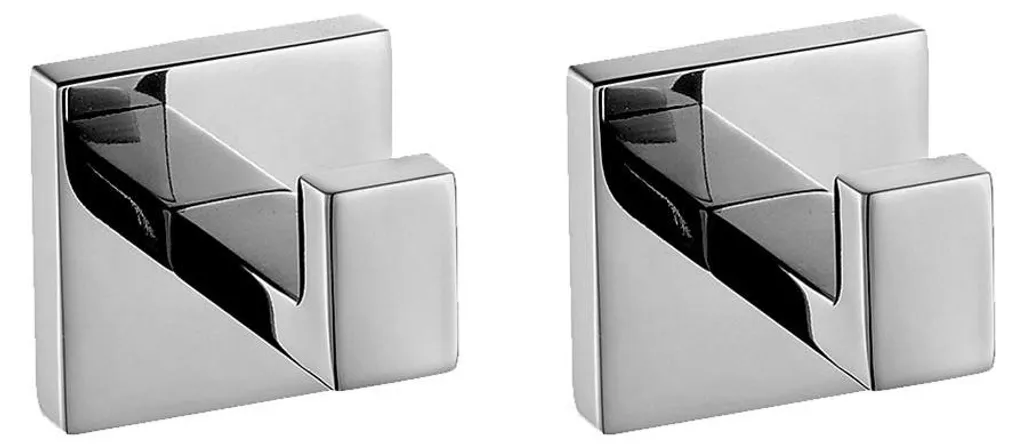 Lot de 2 crochets porte-serviettes SUS304 carrés en chrome poli brillant