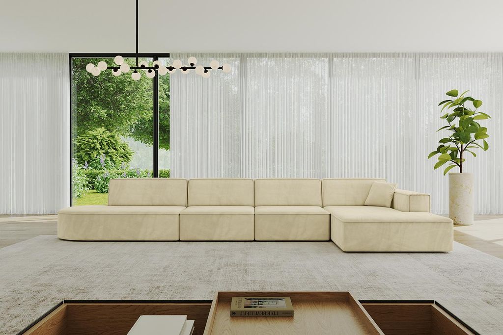 ALTDECOR Ecksofa in L-Form IREA-L3-v4 412x165x77 cm Beige Corner Sofa Eckcouch Couch Wohnlandschaft Cauchsofa