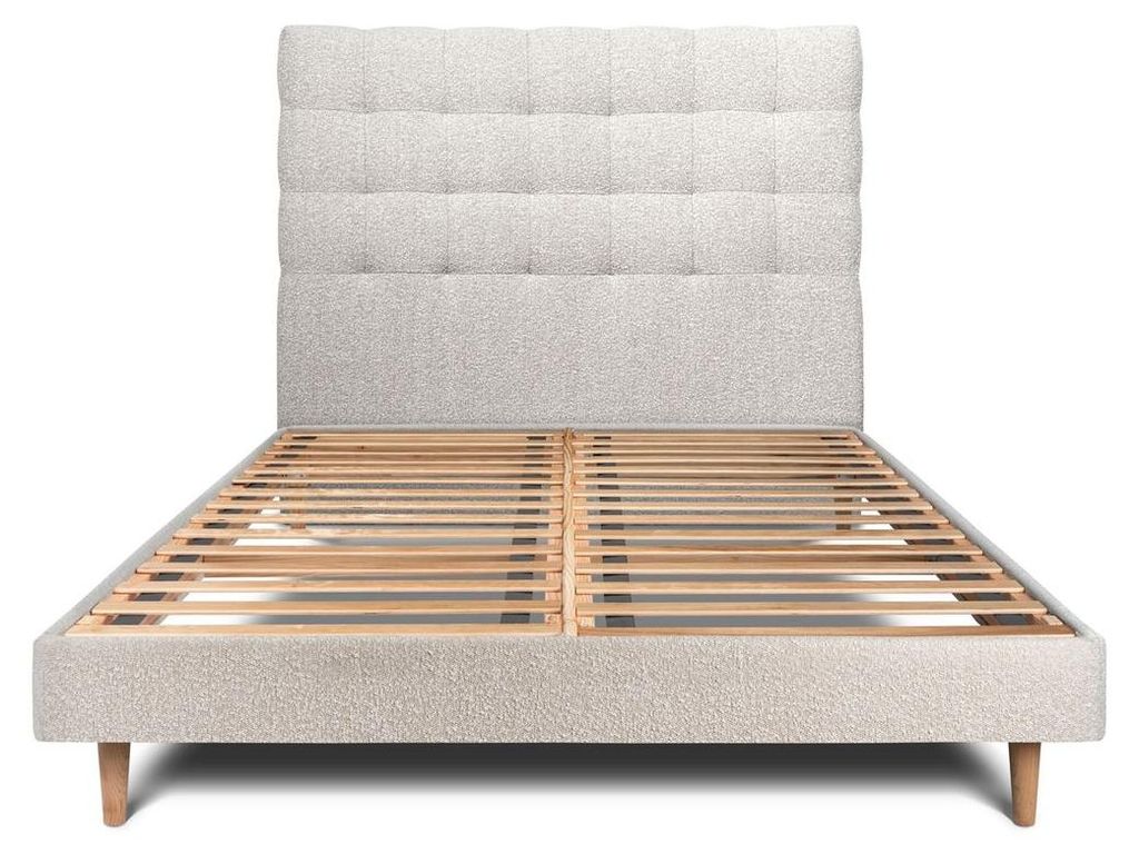 Bett mit gepolstertem Kopfteil – Bouclé-Stoff - 135x190 cm