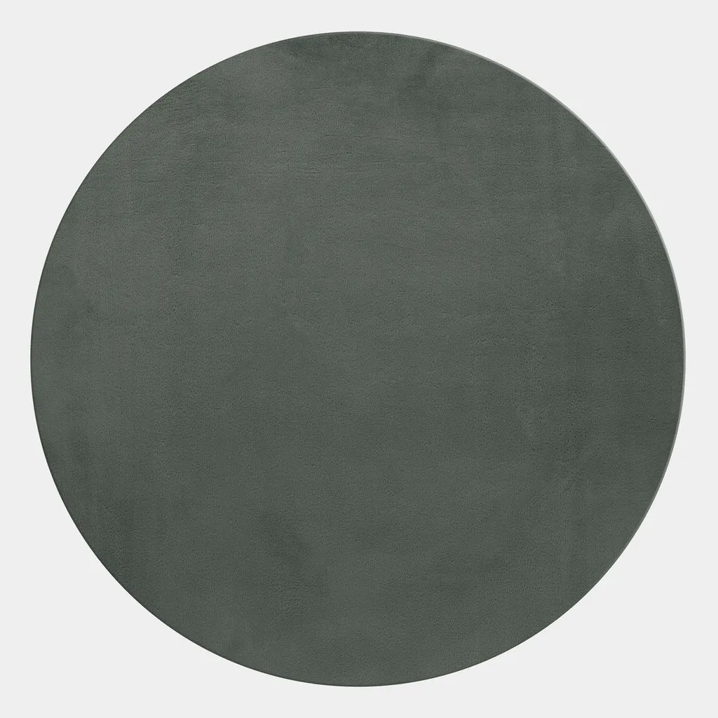 Pouffy tapis duveteux poils longs rond Ø 160cm vert forêt pour salon