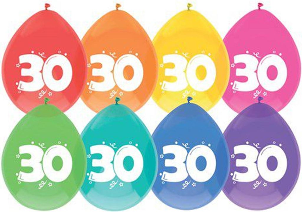 Haza-Ballons 30 Jahre, Packung mit 8 Stück