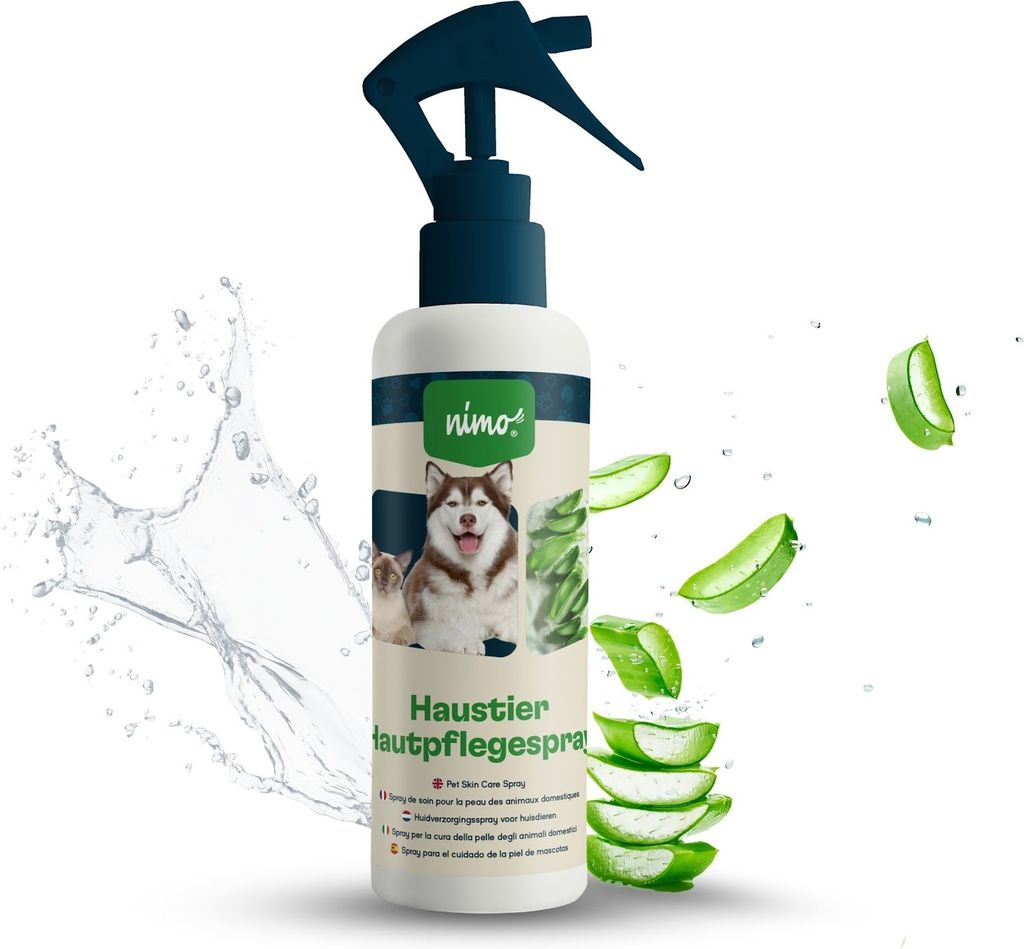 nimo Haustier Hautpflegespray | Hautpflege für Hunde, Katzen mit Aloe Vera & Panthenol | Regeneration der Haut bei Trockenheit & Entzündungen |...