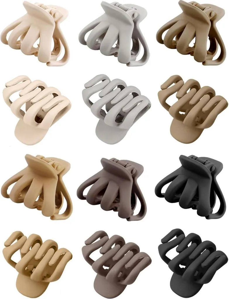 Fermagli Capelli Piccoli Octopus Matt Brown - Set 12 Mini Pinze 4cm