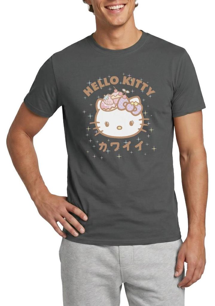 Spreadshirt Hello Kitty Kawaii Stil Männer T-Shirt, S, Anthrazit