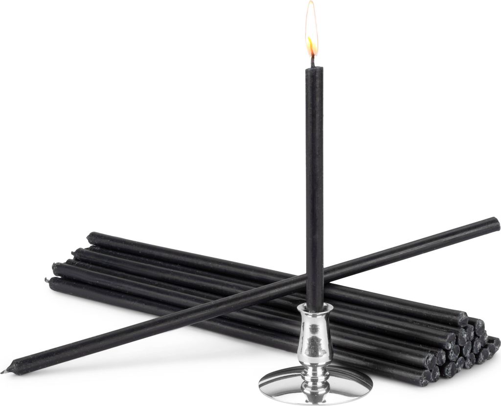 Kerzenhalter + Ritualkerzen schwarz Tropffrei L 24cm Premium Paraffinwachs 40062