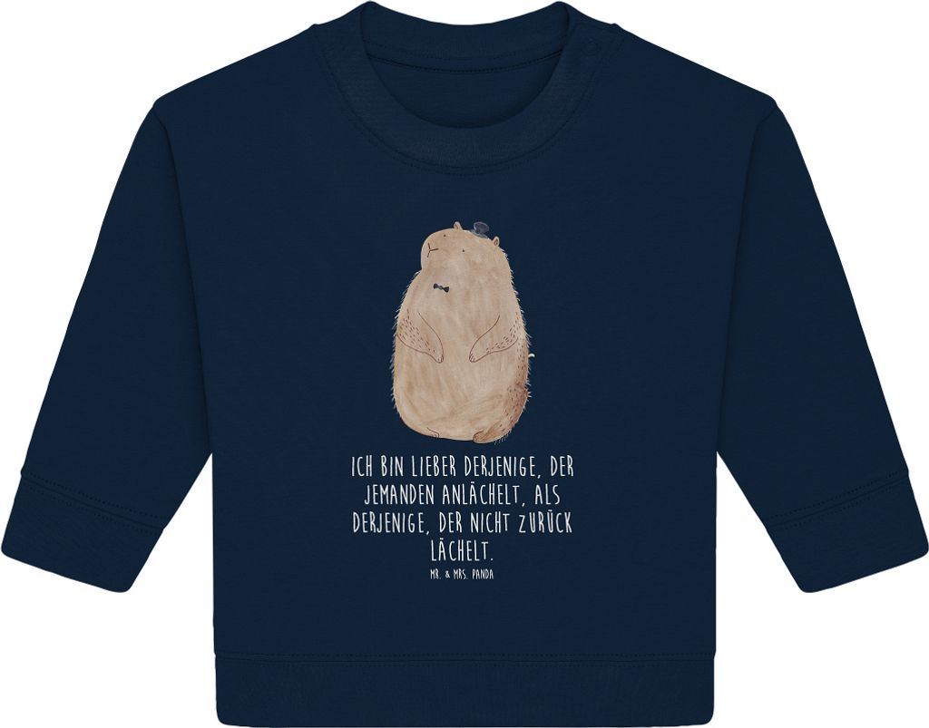 Mr. & Mrs. Panda Organic Baby Pullover Murmeltier 6. - 12. Monat - French Navy - Geschenk, Bullover, Freundlichkeit, Knigge, Fröhlichkeit, Respekt...