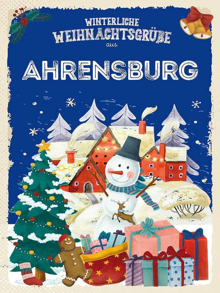 vianmo Holzschild 40x30 cm Weihnachtsgrüße aus AHRENSBURG