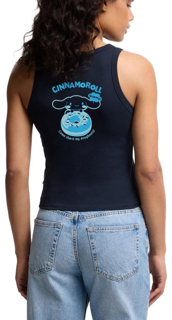 Spreadshirt Cinnamoroll Mit Donut Yummy Doughnuts Cropped Frauen Organic Tank Top, XL, Navy