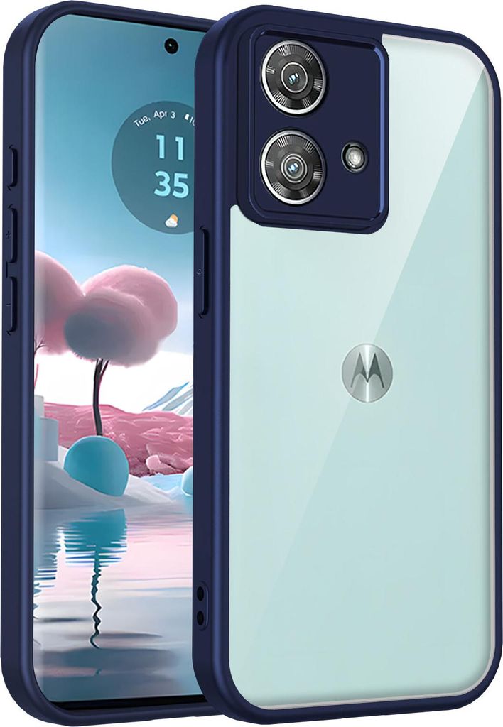 Hülle für Motorola Edge 40 Neo Transparente Rückseite TPU Bumper Stoßfest Handyhülle Blau