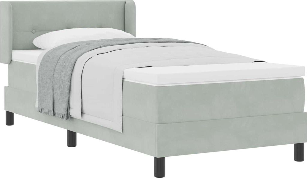 vidaXL Boxspringbett mit Kopfteil Hellgrau 200 x 100 cm Samt