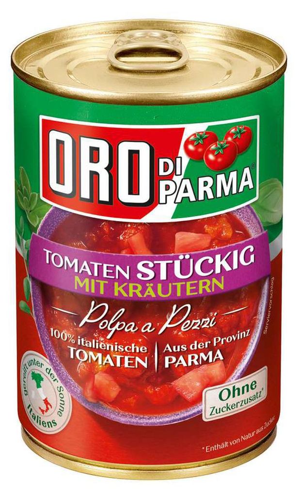 Pomodori Oro di Parma a pezzi con erbe italiane 425ml Immagine del prodotto 