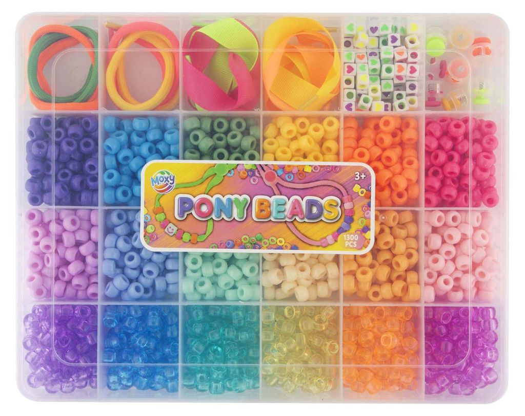 Creative Craft Group Perlen Set Pony Beads Aufbewahrungsbox 18 Farben Kinder