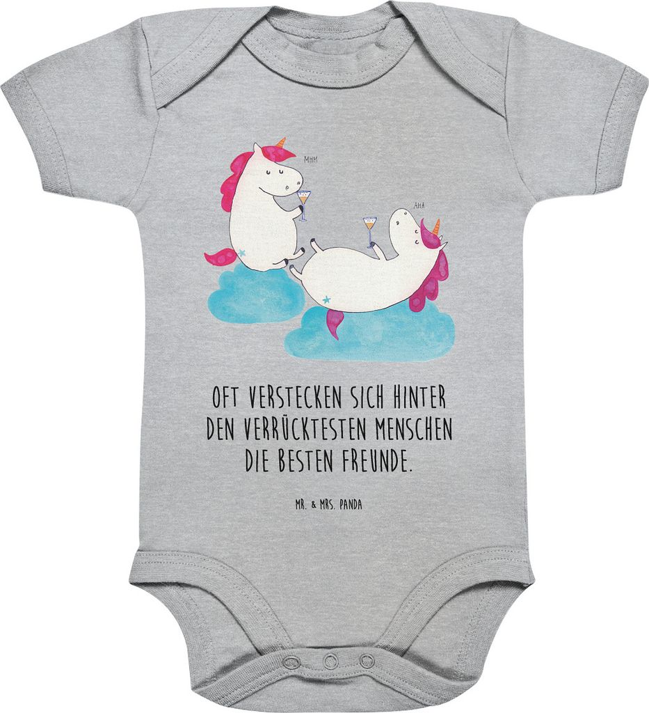 Mr. & Mrs. Panda Strampler Baby Einhorn Sekt 3. - 6. Monat - Heather Grey - Geschenk, Unicorn, overall, Babybody, Einhörner, Spaß, babykleidung b...