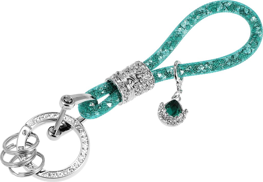 Faux Kristall Schlüsselanhänger Ring mit Bling Strass Grün