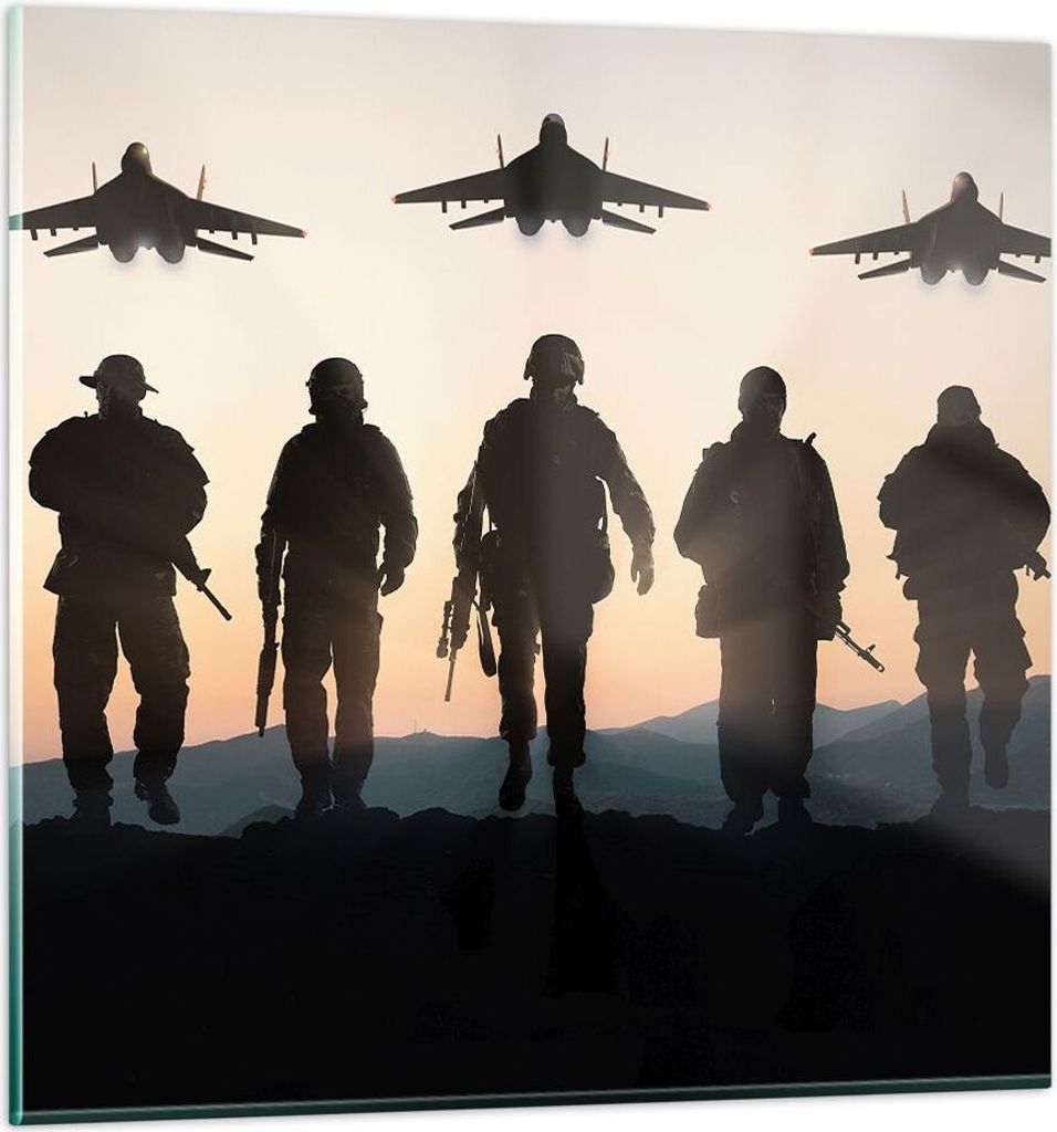 Bilder auf glas - Armee Militaria - 60x60cm - Glasbilder - Wandbilder - Kunstdruck - zum Aufhängen bereit - Wanddekoration aus Glas - Glas Bilder ...