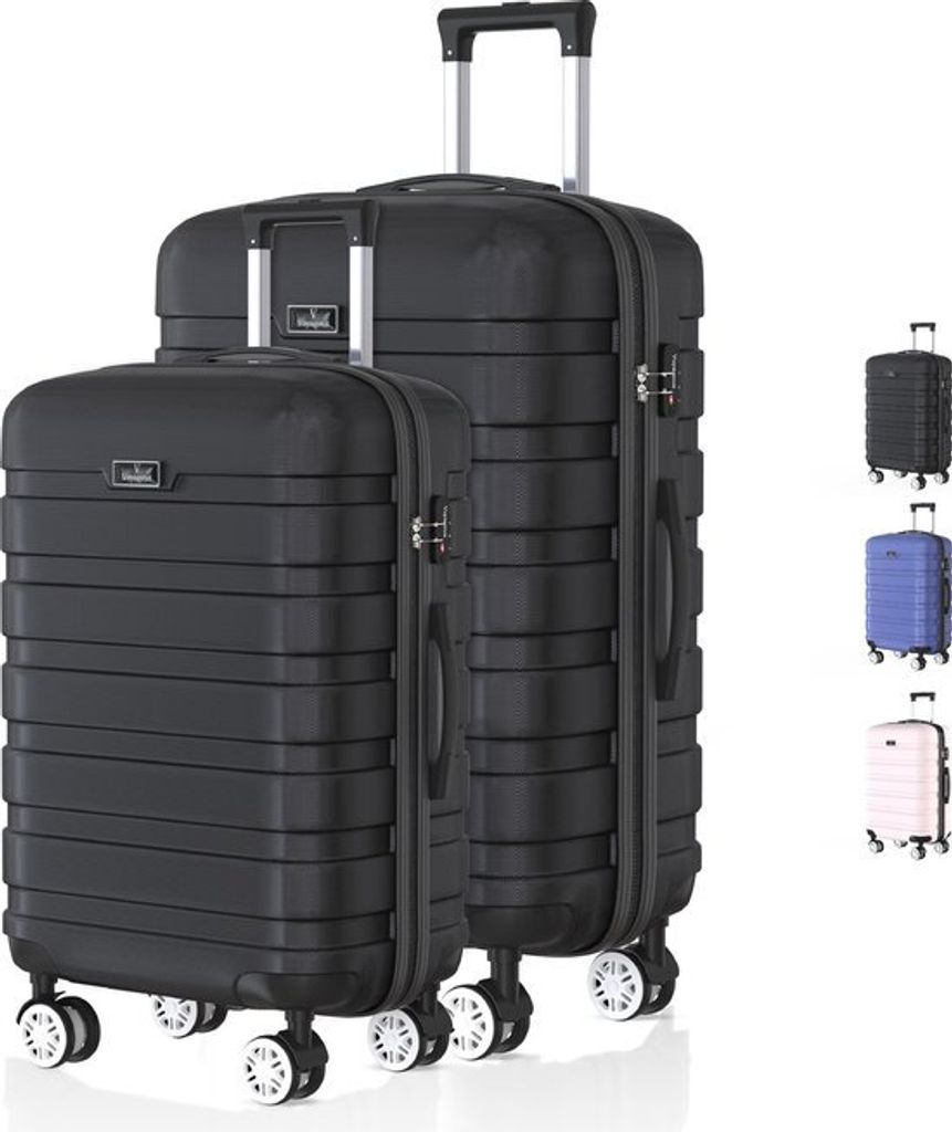 Voyagoux REVELATION - Reisekofferset M/L - Koffer - 2 Stück - Reisekoffer mit Rollen - Schwarz - TSA-Schloss