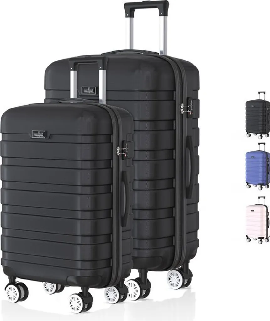 Voyagoux® REVELATION Set 2 Valigie M/L - Nero, TSA, Ruote Girevoli