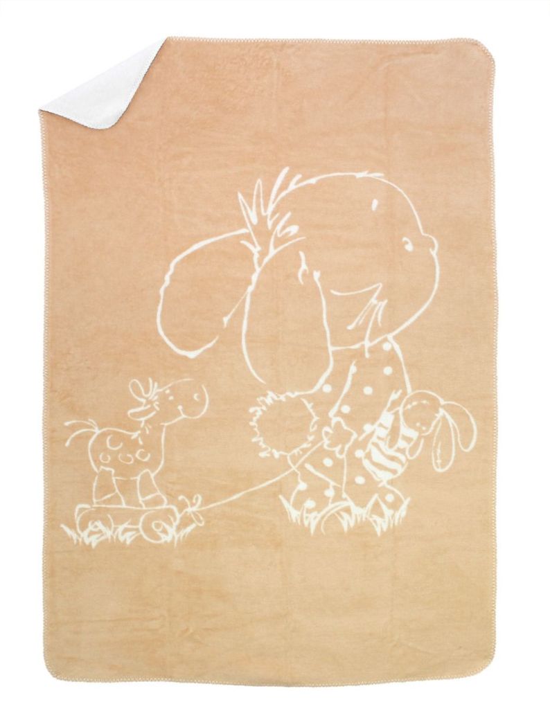 Moon Baby und Kinder Kuscheldecke Baumwolle Hase doppelseitig und flauschig 100x150-wollweiß / beige