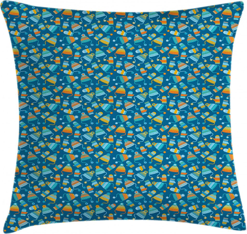 ABAKUHAUS Winter Kissenbezug, Cartoon Handschuhe und Hüte, Waschbar mit Reißverschluss Kissenhülle mit Farbfesten Klaren Farben Beidseitiger Dru...