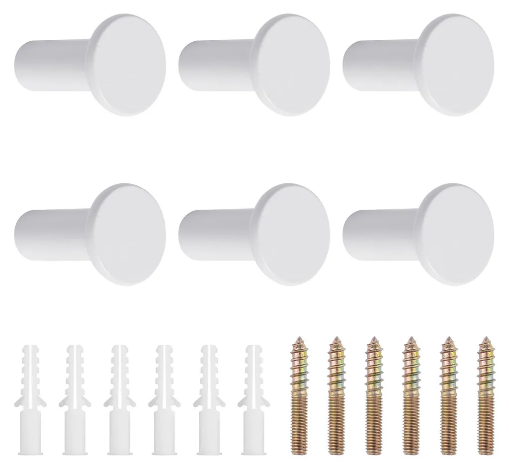 Solution de rangement : 6 crochets muraux robustes en métal blanc