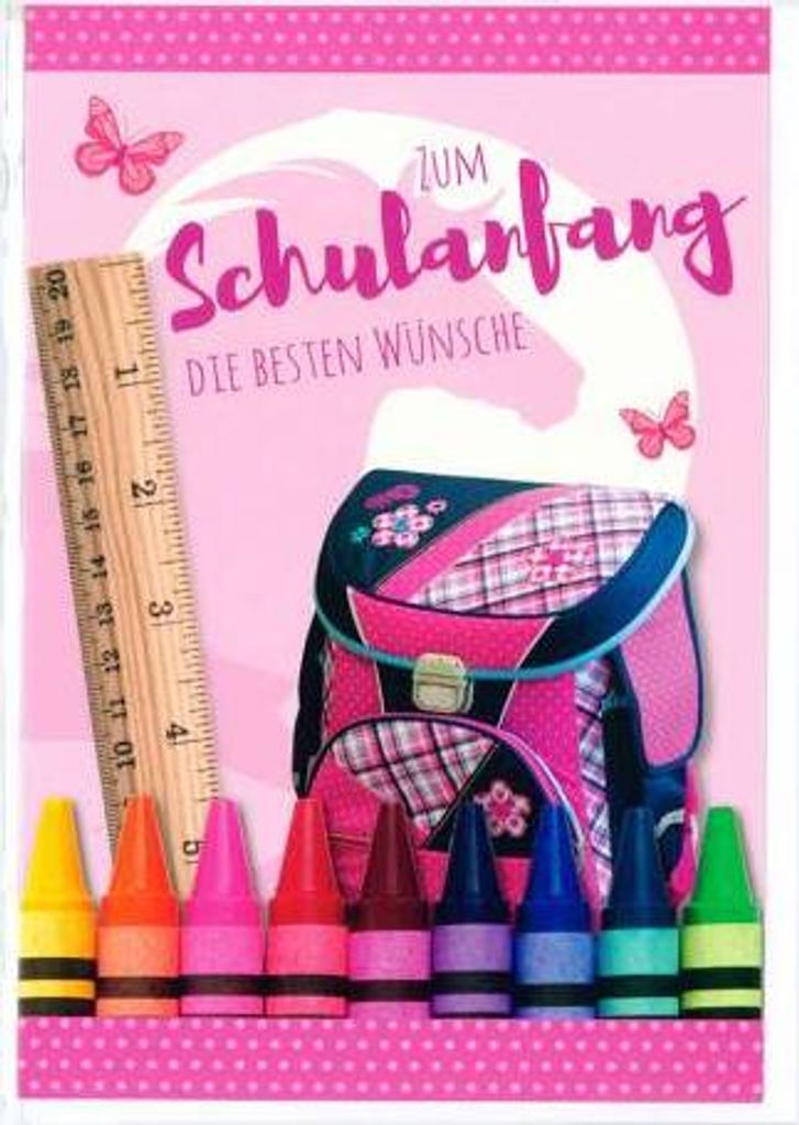 Schulanfang - Karte mit Umschlag - Rosa Rucksack