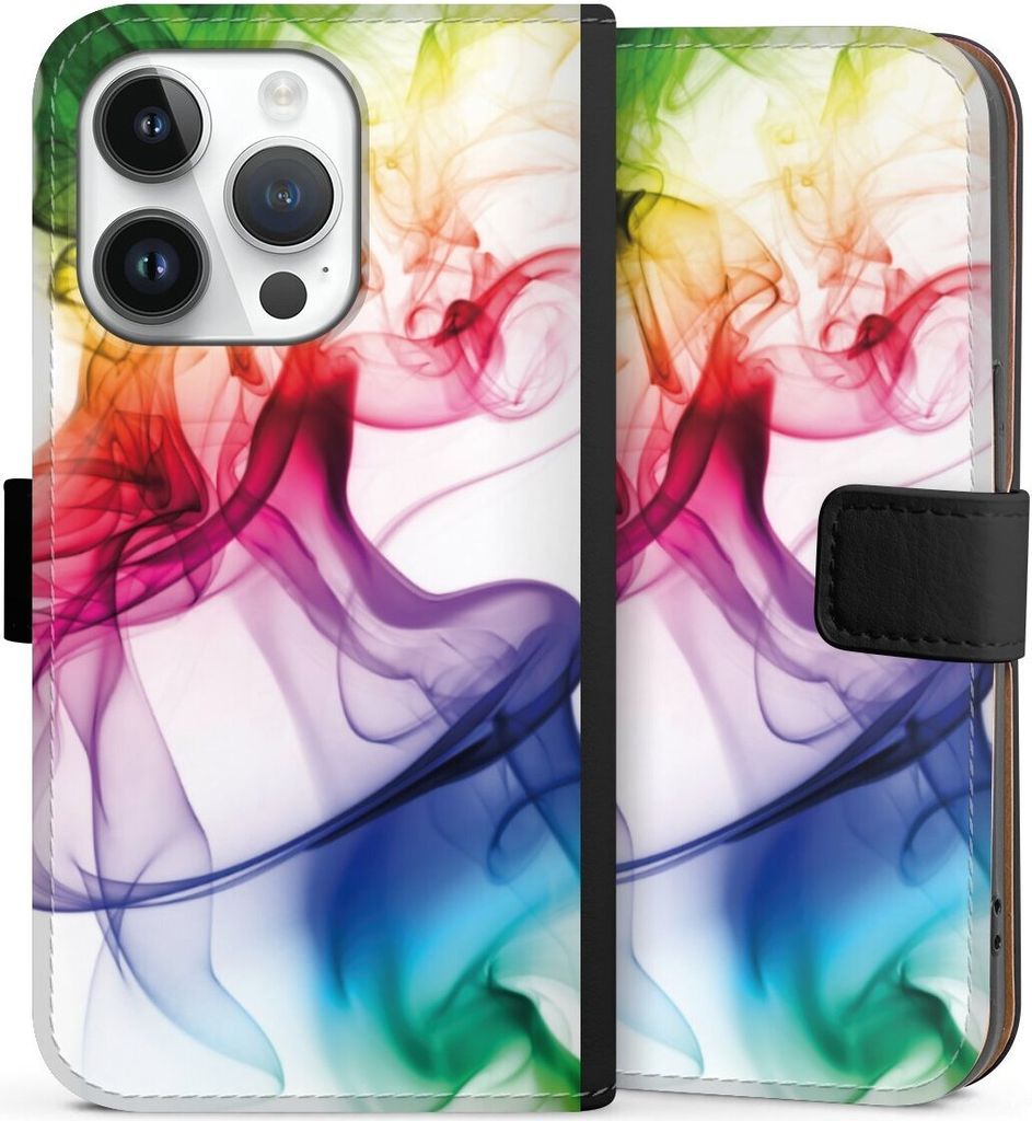 DeinDesign Klapphülle für Apple iPhone 14 Pro Handytasche Lederhülle Tasche Farbe Regenbogen Wasser