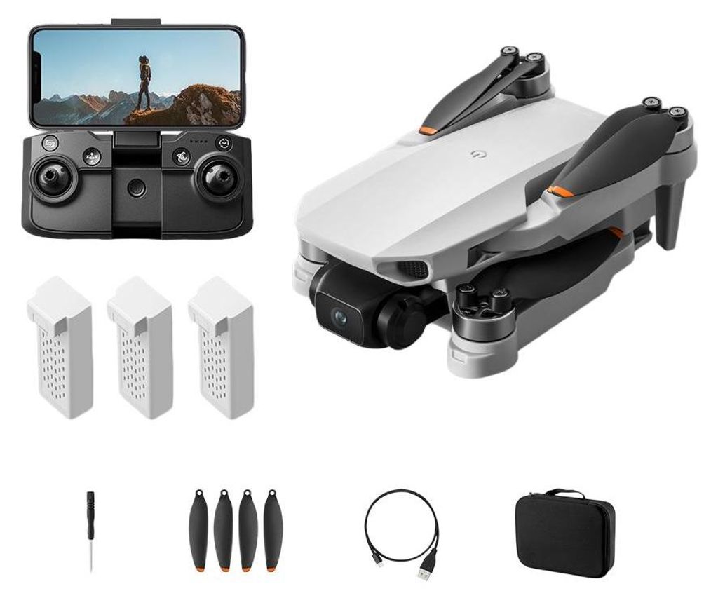 Zimilo Drohne mit Kamera, leicht und faltbar, WiFi App Steuerung, HD Kamera, optischer Flow Hover, Brushless Motor, 3 x Akku