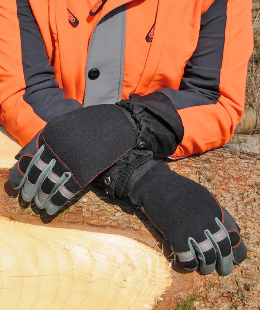 Gants de travail anti-coupures Oregon Fiordland en cuir noir, taille 11
