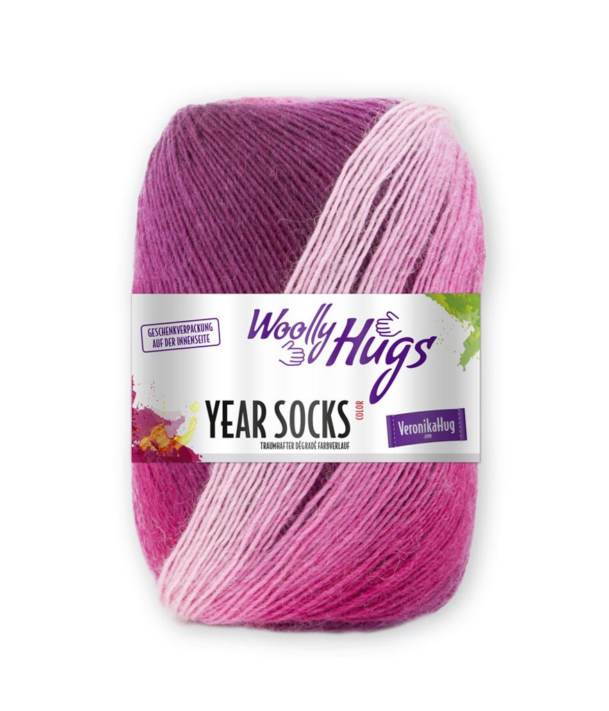Woolly Hugs YEAR SOCKS 100 g 4-fach Sockenwolle traumhafter dégradé Farbverlauf 400 m Farbe 004 - Farbe APR