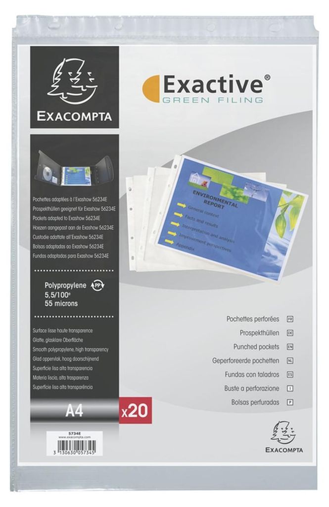 Exacompta 5734E 20er Pack PP-Kunststoff Prospekthüllen Produktbild 