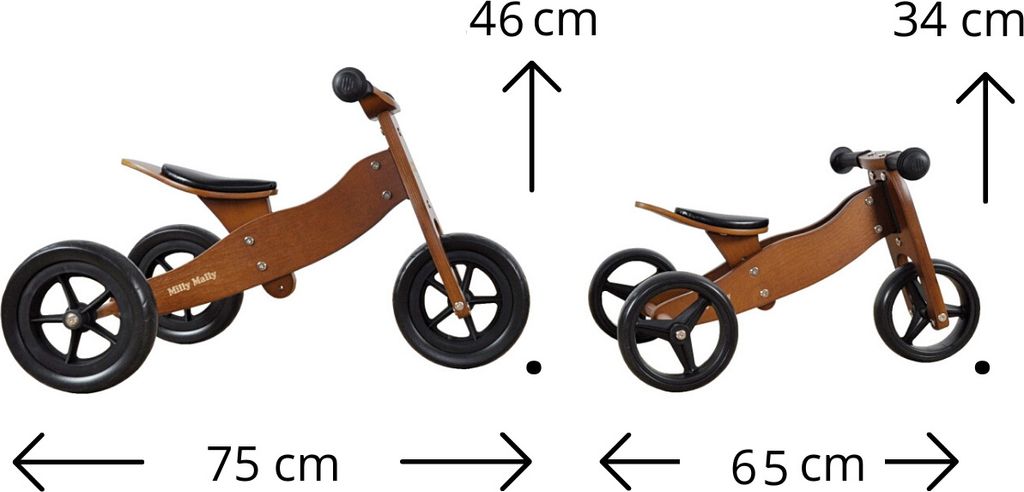 Milly Mally Ride On 2 in 1 Look Dark Natural dřevěné Obrázek produktu 7