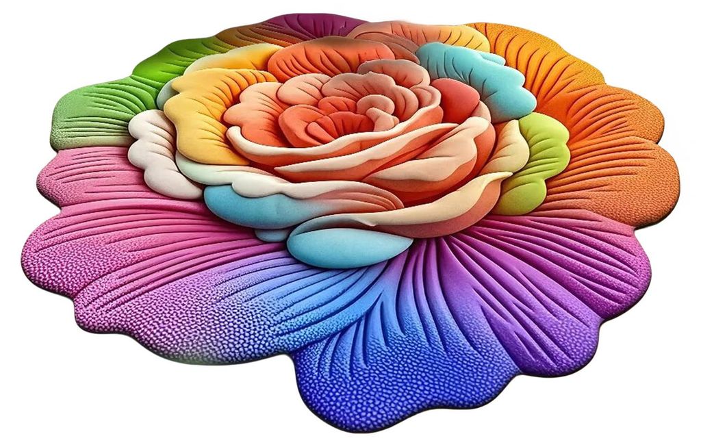 Fußmatte mit 3D-Blumenmuster, rutschfester, punktgeprägter Rückseite, schnelltrocknendem Plüschteppich, weichem Komfort, Badteppich, Heimdekora...