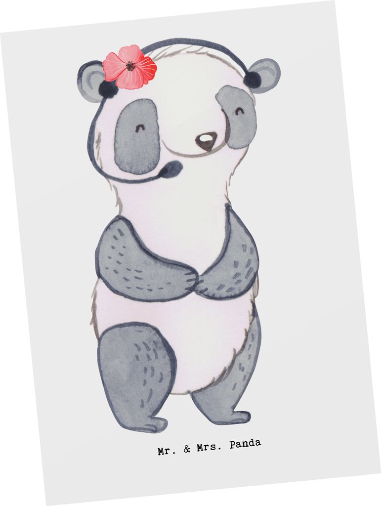 Mr. & Mrs. Panda Grußkarte Kundendienstmitarbeiterin Herz - Weiß - Geschenk, Headset, Backoffice Mitarbeiter, Ansichtskarte, Postkarte, bildkarte...
