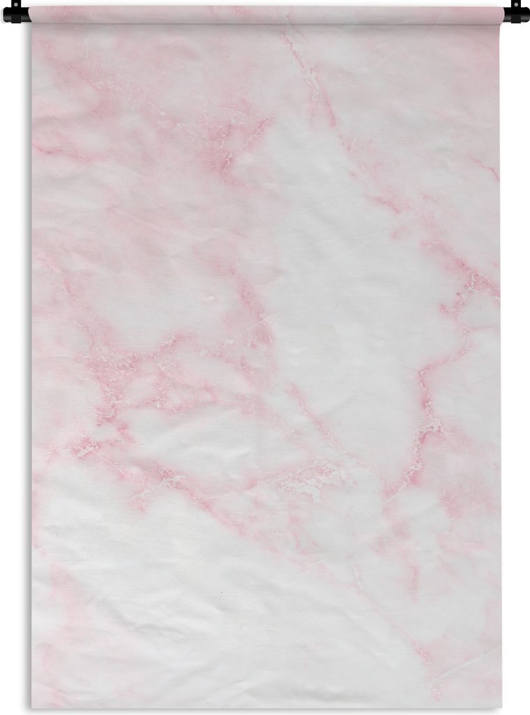 MuchoWow Wandteppich Wandbehang Marmor - Weiß - Rosa - Chic - Marmoroptik 90x135 cm Tapisserie Dekoration Wandtuch - Baumwolle - Wandskulptur