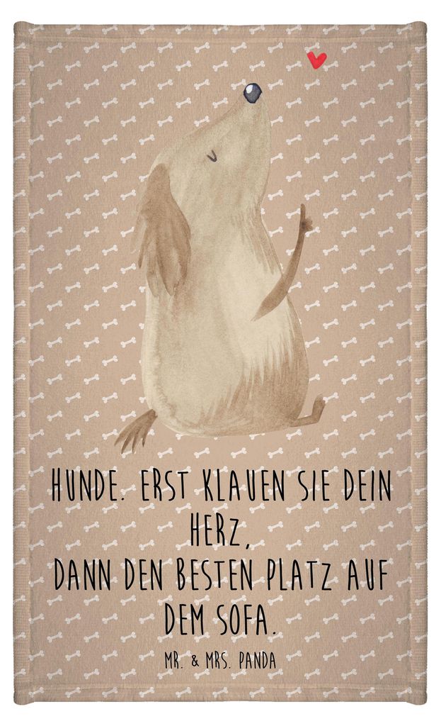 Mr. & Mrs. Panda Handtuch Hund Liebe - Hundeglück - Geschenk, Gäste-WC, Herz, Frotteehandtuch, Baumwollhandtuch, Verliebt, Sprüche, Hunde, Klein...