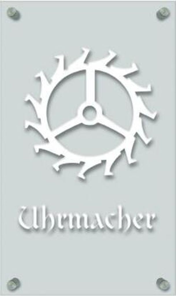 Zunftschild Handwerkerschild - Uhrmacher - beschriftet auf edler Acryl-Kunststoff-Platte – 309402 Color - weiß