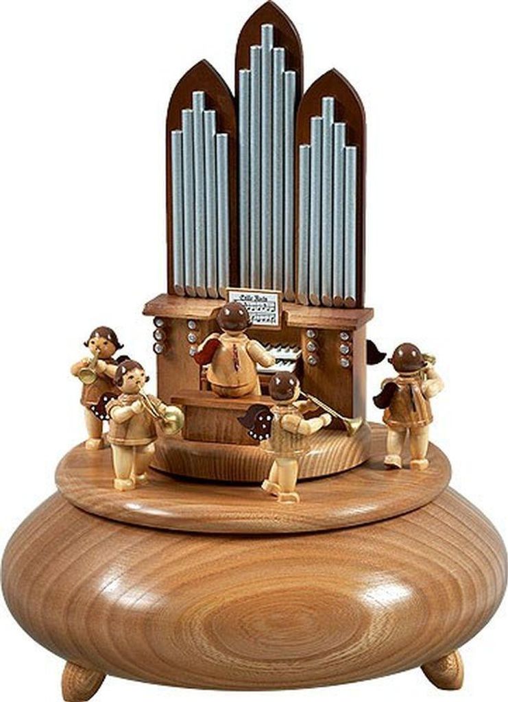 Spieldose Orgel mit Engel und Bläser ØxH 22x30cm NEU