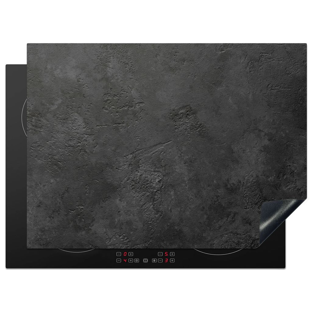 KitchenYeah Herdabdeckplatte Beton - Strukturiert - Industriell - Schwarz - Grau , 71x52cm, Küche Deko, Glaskeramikkochfeld Herdabdeckung, Abdec...