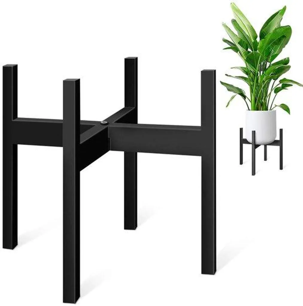 Porte-fleurs en métal noir 25 cm de diamètre pour plante et jardin