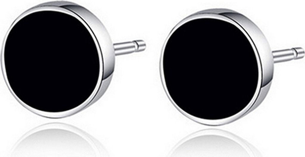 Herren Damen 925 Sterling Silber Schwarz Vinyl Ohrringe Ohrstecker Schmuck Charm