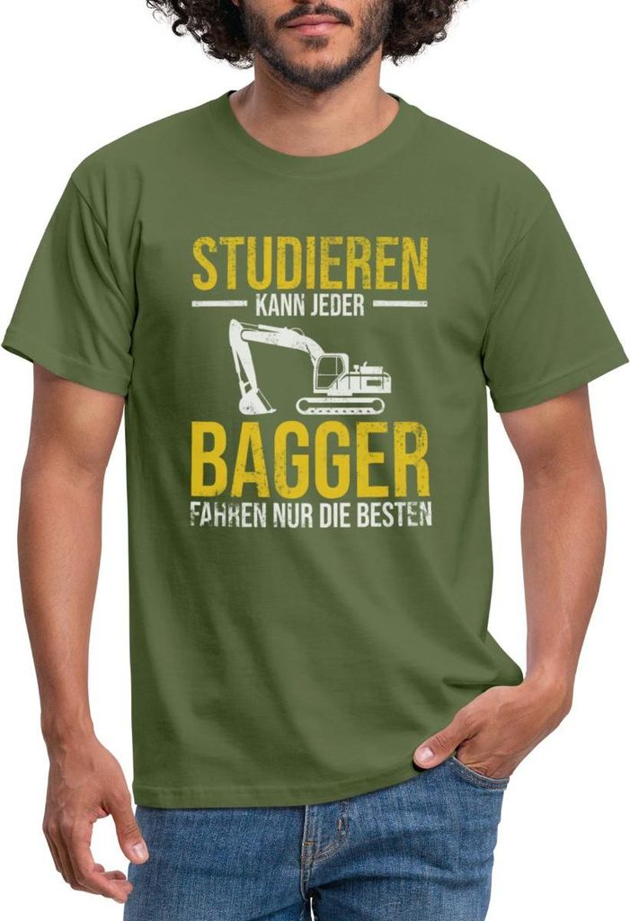 Spreadshirt Studieren Kann Jeder Bagger Fahren Nur Die Besten Männer T-Shirt, XXL, Militärgrün