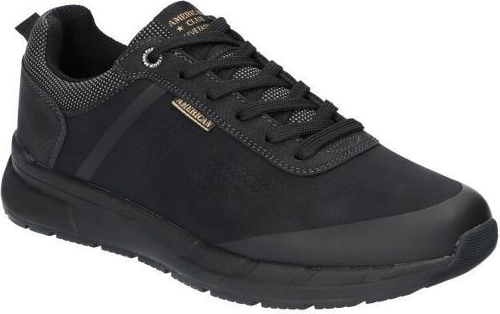 AMERICAN CLUB RH125 Herren Sportschuhe, Intelligente MEMORY FOAM SYSTEM Einlegesohle, leichte Schuhe Casual, Sneakers, Schnürer, Schwarz 45