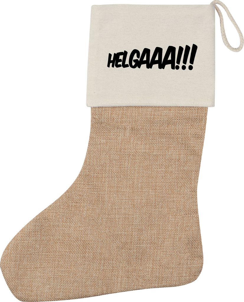 Huuraa Weihnachtsstrumpf Helgaaa Schriftzug Beige Jute Kaminstrumpf Geschenkidee