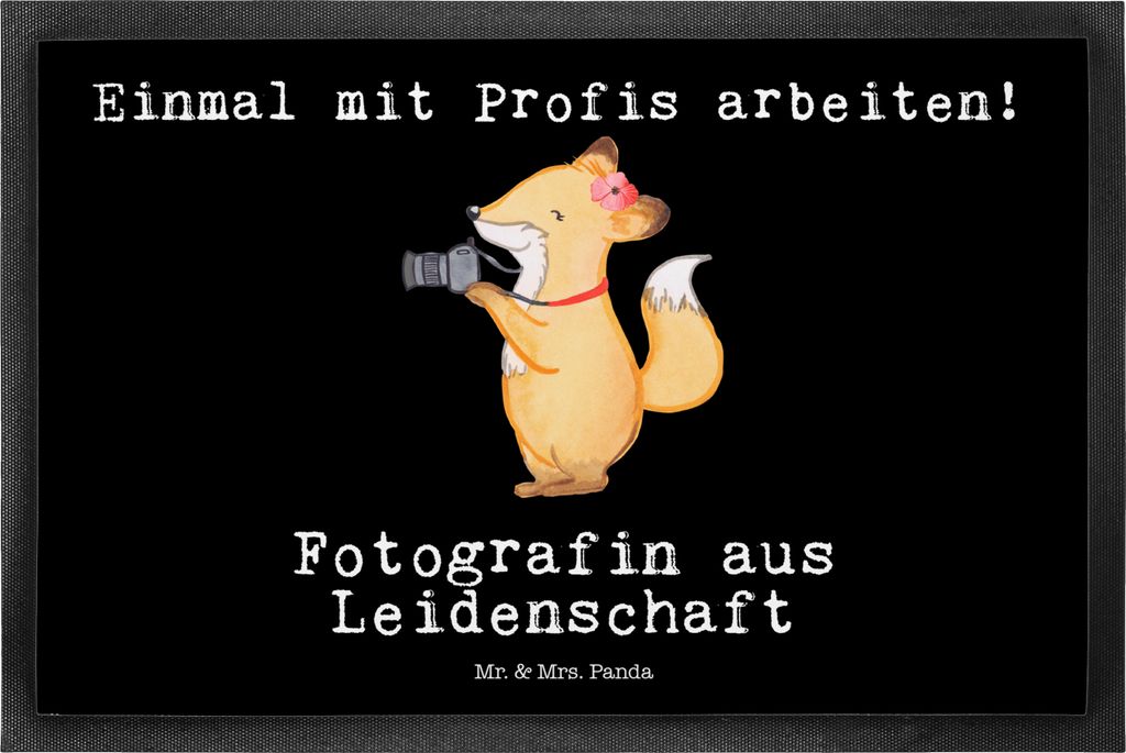 Mr. & Mrs. Panda Gummimatte Fotografin Leidenschaft 50 x 75 cm - Schwarz - Geschenk, Ausbildung, Vorleger, Fotografie, Beruf, Spruch, fußmatte, Bo...