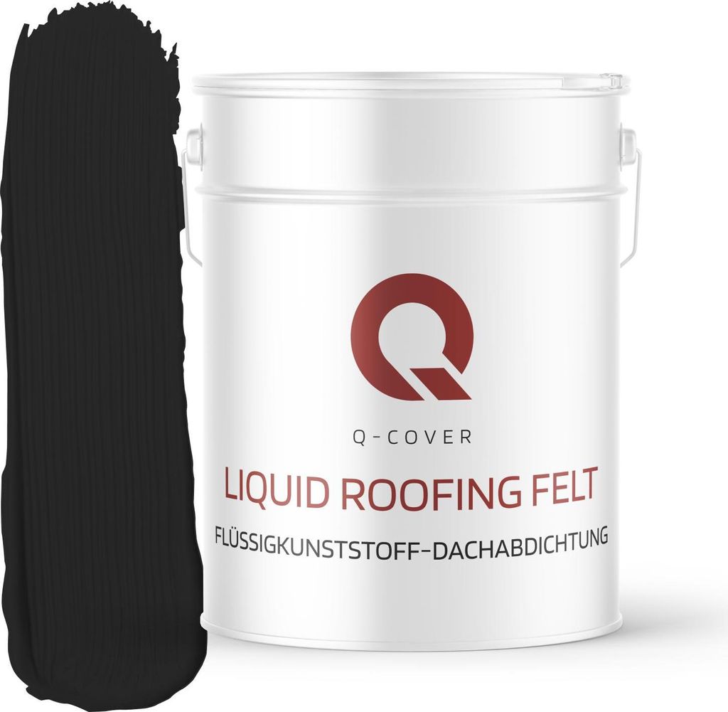Q-COVER Flüssigkunststoff-Dachabdichtung 13kg – RAL 9005 Tiefschwarz – Reparatur/Abdichtung von Dachpappe, OSB/Holz, Beton, Blech – wasserfest