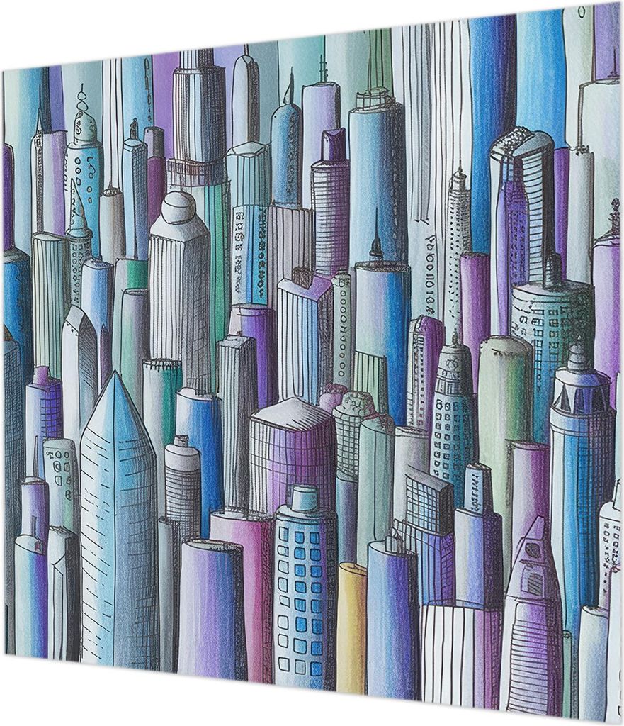Wandtapete - Dekorative Tapete für Wohnzimmer - Tapetenfolie für Wanddekoration - 250x250 cm - Wolkenkratzer der Stadt