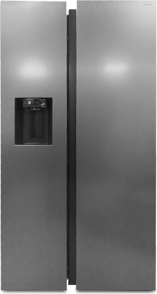 Samsung Side by Side Kühlschrank mit AI Energy Mode und Wassertank, 634 l, Freistehend, Amerikanische Tür, Silber, Gehärtetes Glas, Links/Rech...