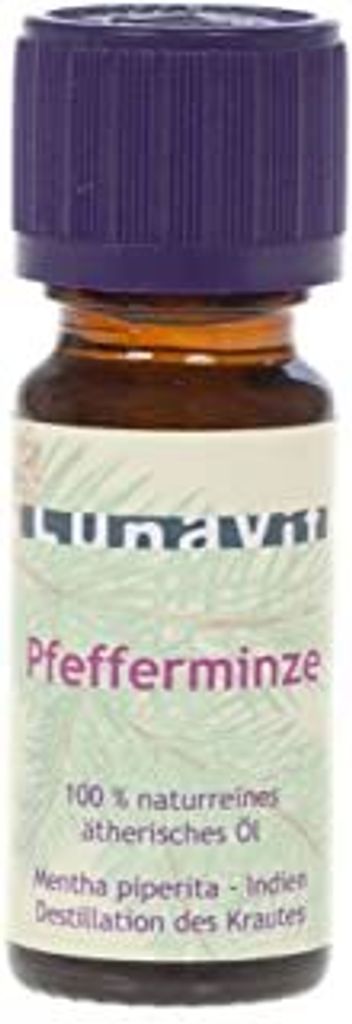 Lunavit 100% naturreines ätherisches Aromaöl „Pfefferminze“, 10 ml, zur Wohnraumaromatisierung und für Wellnesszwecke – Aromaduftöl strah...